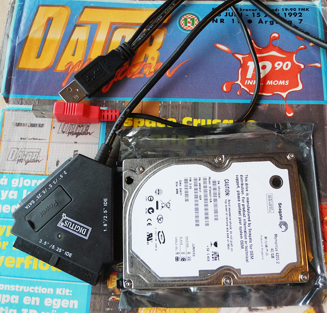 2.5 inch IDE Harddrive via USB adapter.